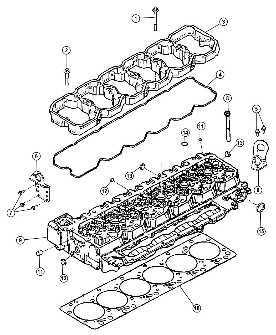 Diagram Cylinder Head And Rocker Housing 6.7L Diesel [6.7L Cummins Turbo Diesel Engine]. for your Dodge