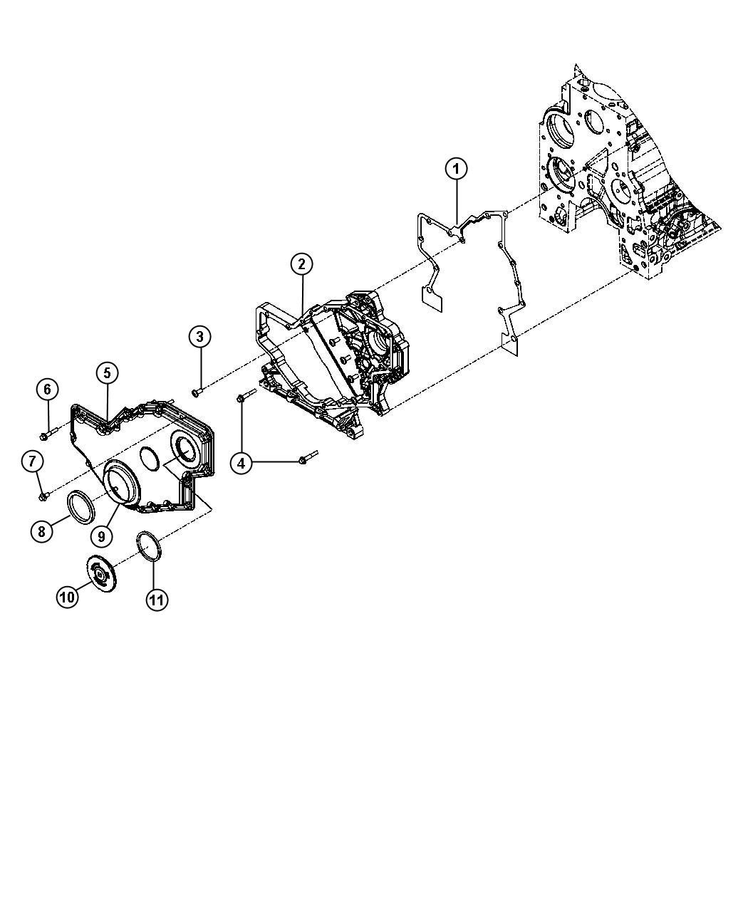 Diagram Timing Case Cover 6.7L Diesel [6.7L Cummins Turbo Diesel Engine]. for your 2017 Jeep Cherokee   