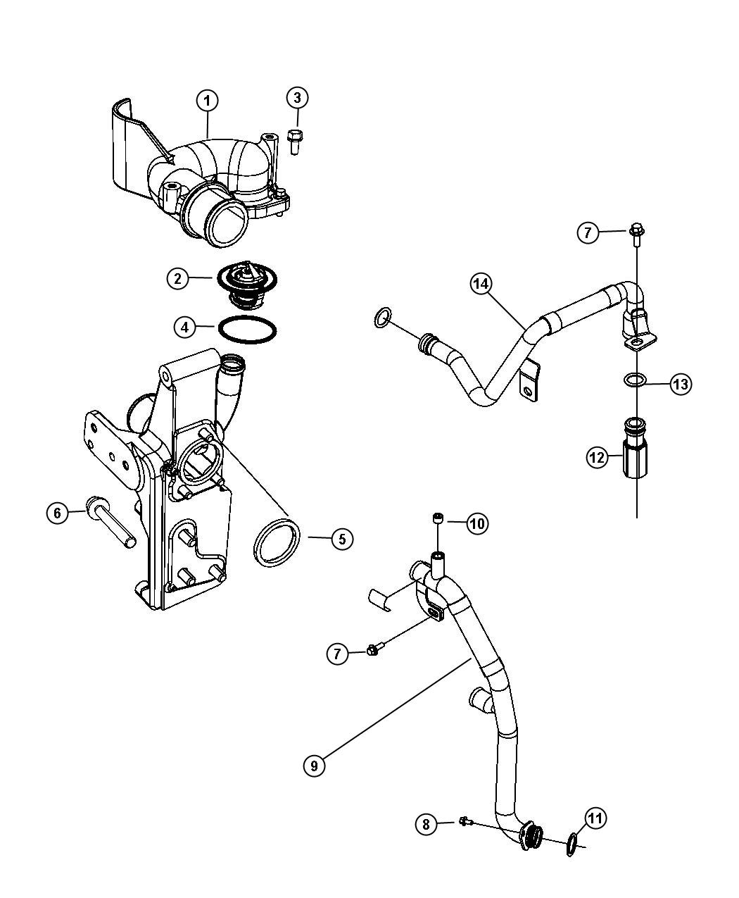 Diagram Thermostat and Related Parts. for your Dodge Ram 3500  