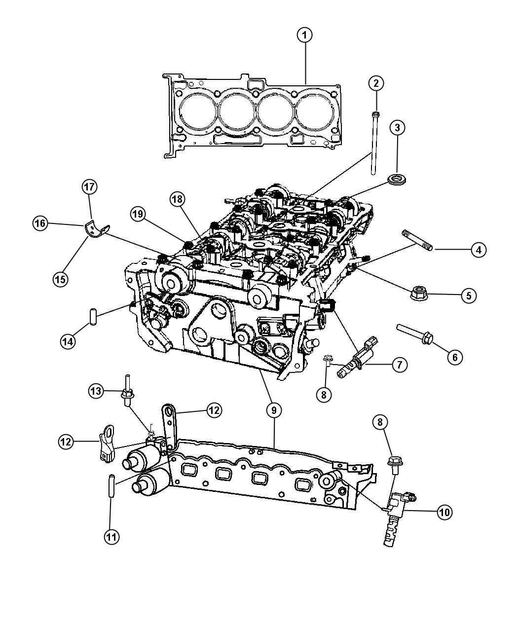 Diagram Cylinder Head 2.4L PZEV [2.4L 4 Cyl PZEV 16V Dual VVT Engine]. for your Jeep