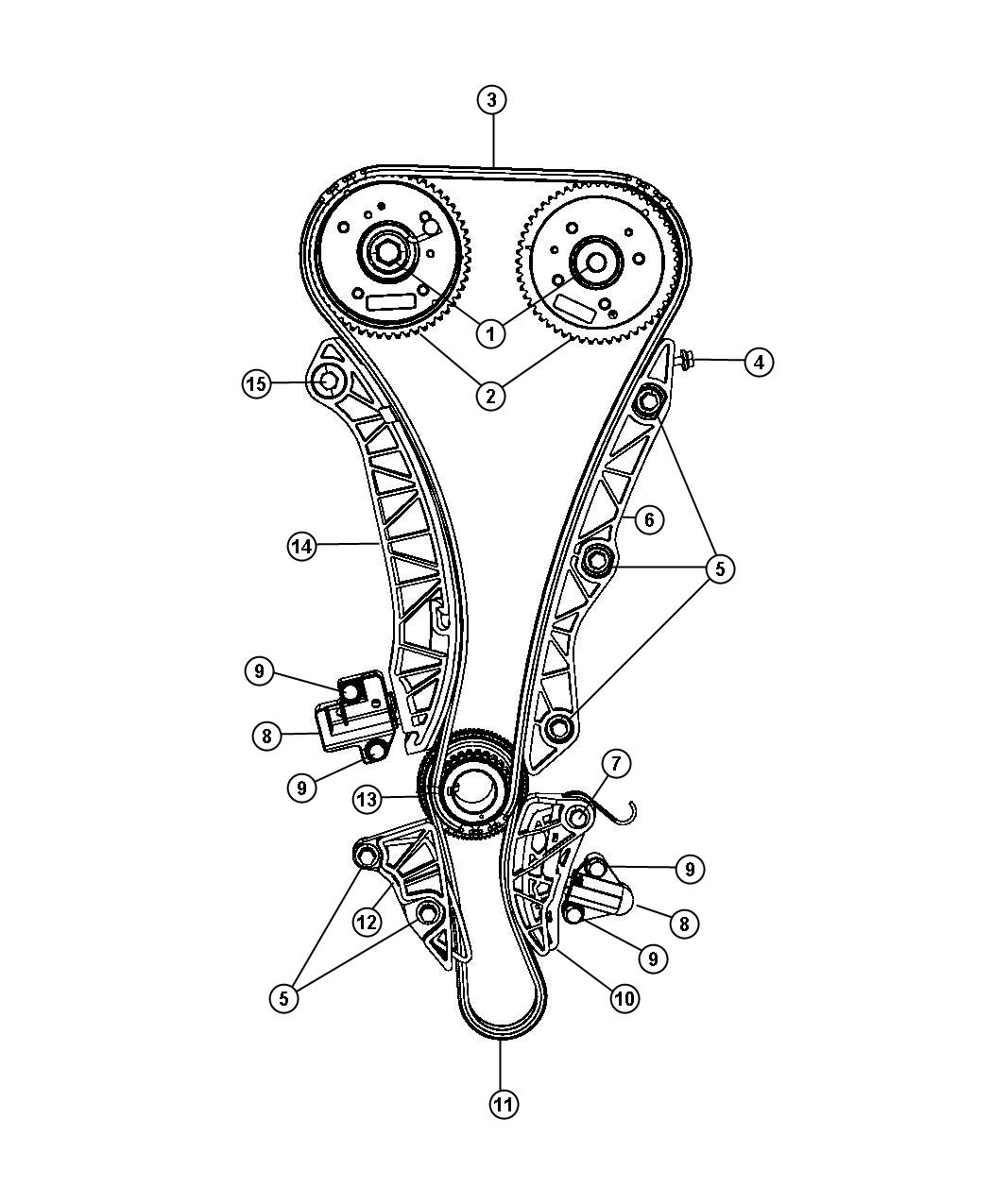 Diagram Timing System 2.4L PZEV [2.4L 4 Cyl PZEV 16V Dual VVT Engine]. for your Jeep Compass  