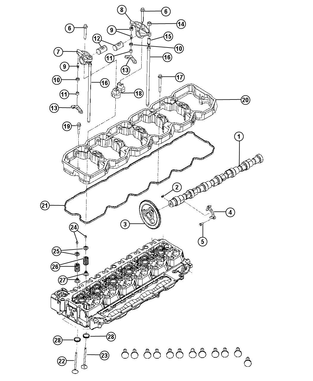 Diagram Camshaft And Valvetrain 6.7L Diesel [6.7L Cummins Turbo Diesel Engine]. for your 2002 Chrysler 300  M 