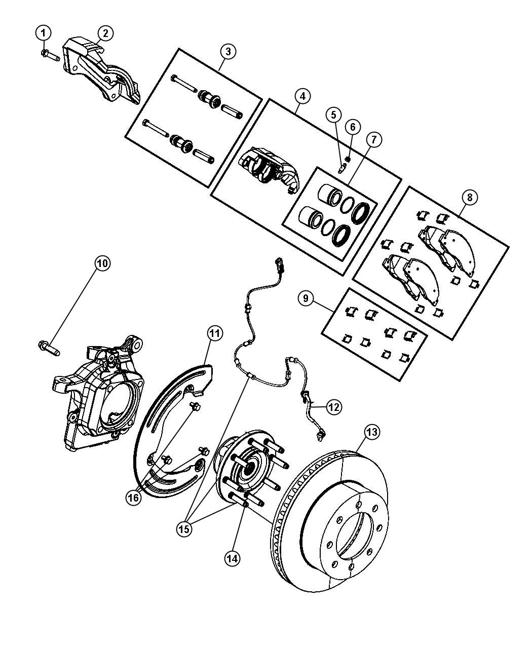 Diagram Brakes,Front. for your 2004 Dodge Dakota   