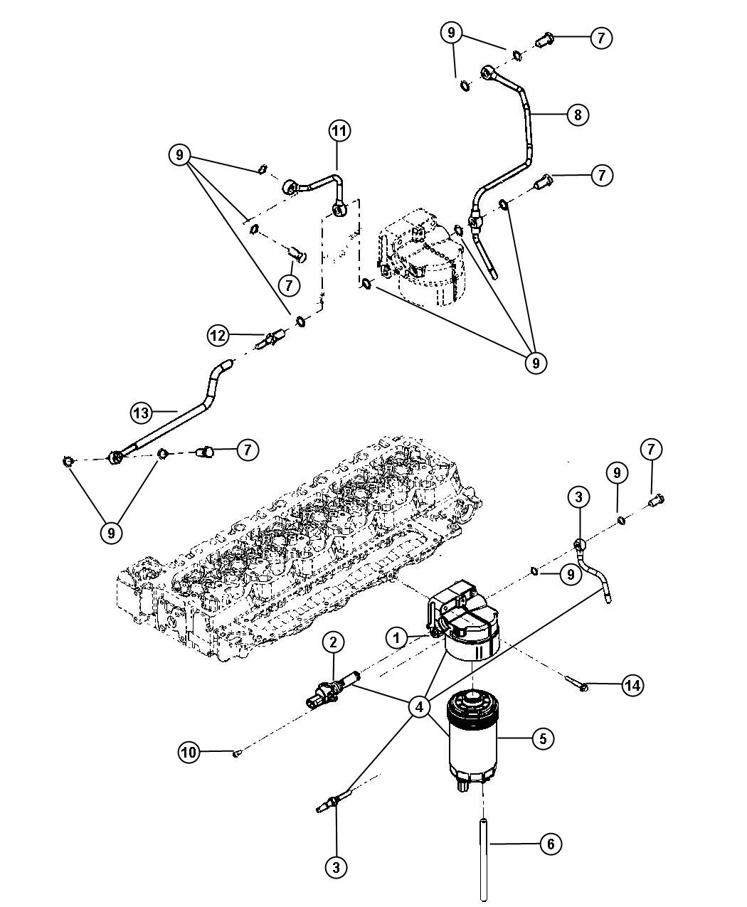 Diagram Fuel Filter 6.7L [6.7L Cummins Turbo Diesel Engine]. for your 2003 Chrysler 300  M 