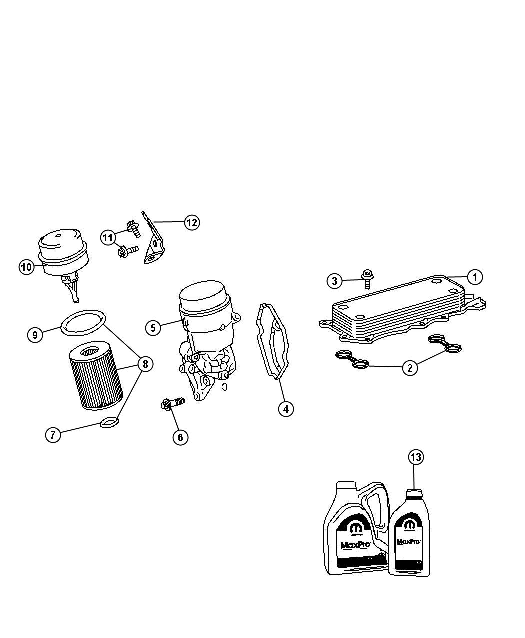 Diagram Engine Oil Filter And Adapter [3.0L V6 Turbo Diesel Engine]. for your 2021 Jeep Grand Cherokee   