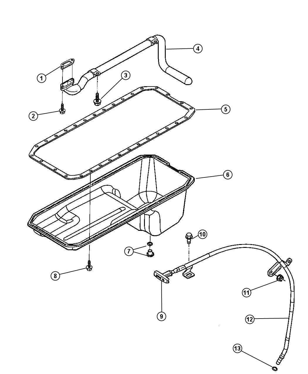 Engine Oil Pan, Engine Oil Level Indicator And Related Parts 5.9L Diesel [5.9L I6 HO CUMMINS TD ENGINE]. Diagram