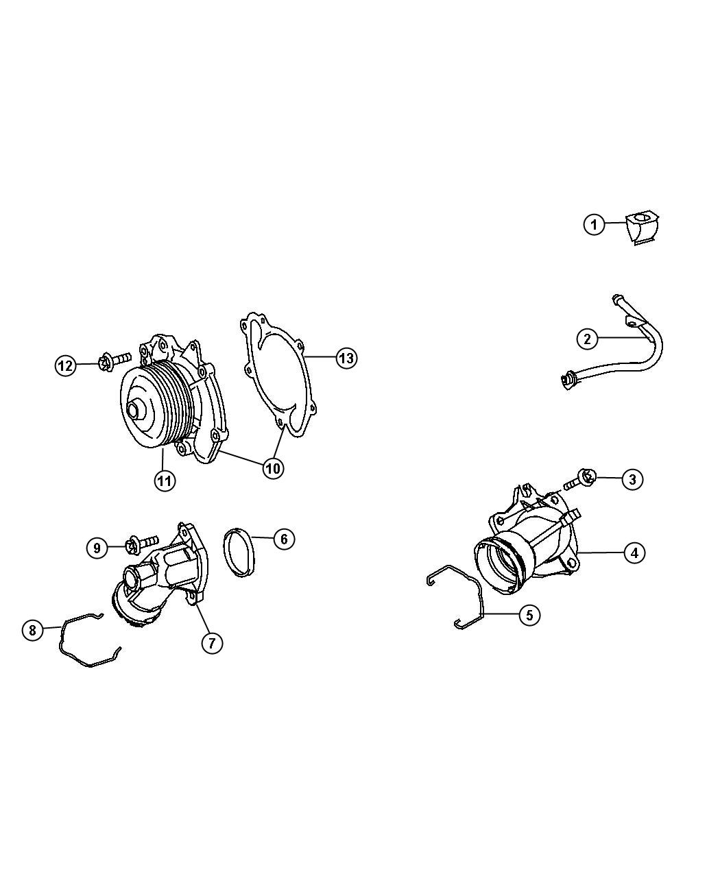 Diagram Water Pump and Related Parts. for your Dodge