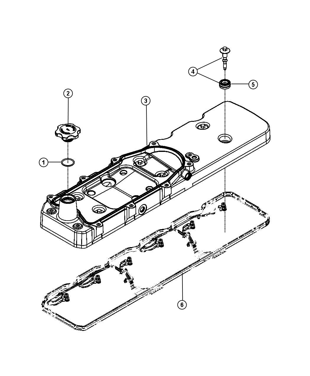 Diagram Cylinder Head Cover 6.7L Diesel [6.7L Cummins Turbo Diesel Engine]. for your 2004 Chrysler 300  M 