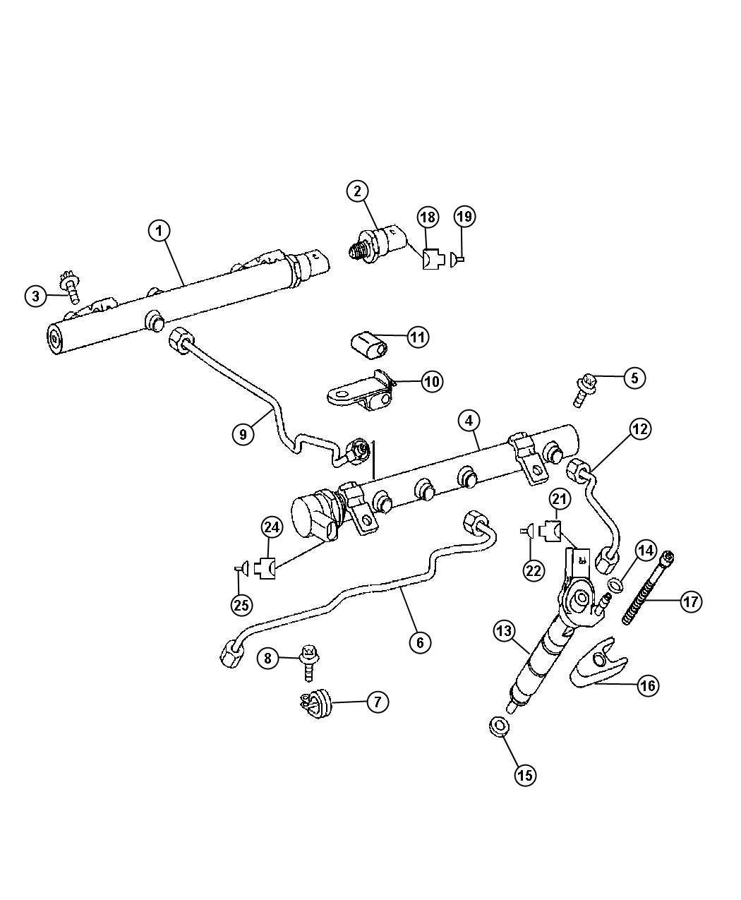 Diagram Fuel Rail and Injectors Diesel Engine [3.0L V6 Turbo Diesel Engine]. for your Dodge SPRINTER  