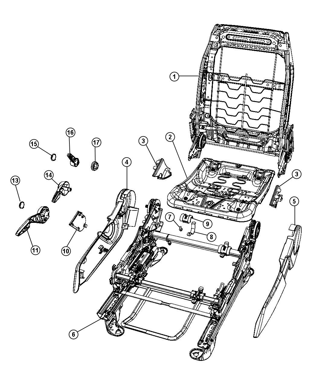 Diagram Adjusters , Recliners and Shields - Driver Seat - RHD. for your Dodge