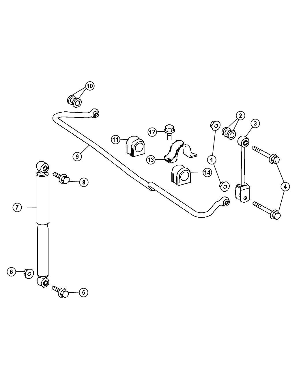 Stabilizer Bar Rear FWD/RWD/AWD Rear Shocks and Stabilizer Bar (2500) Series. Diagram