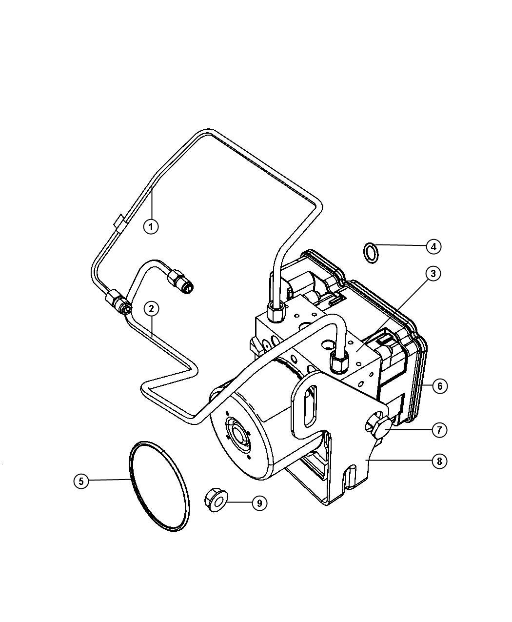 HCU and Tubes to Master Cylinder. Diagram