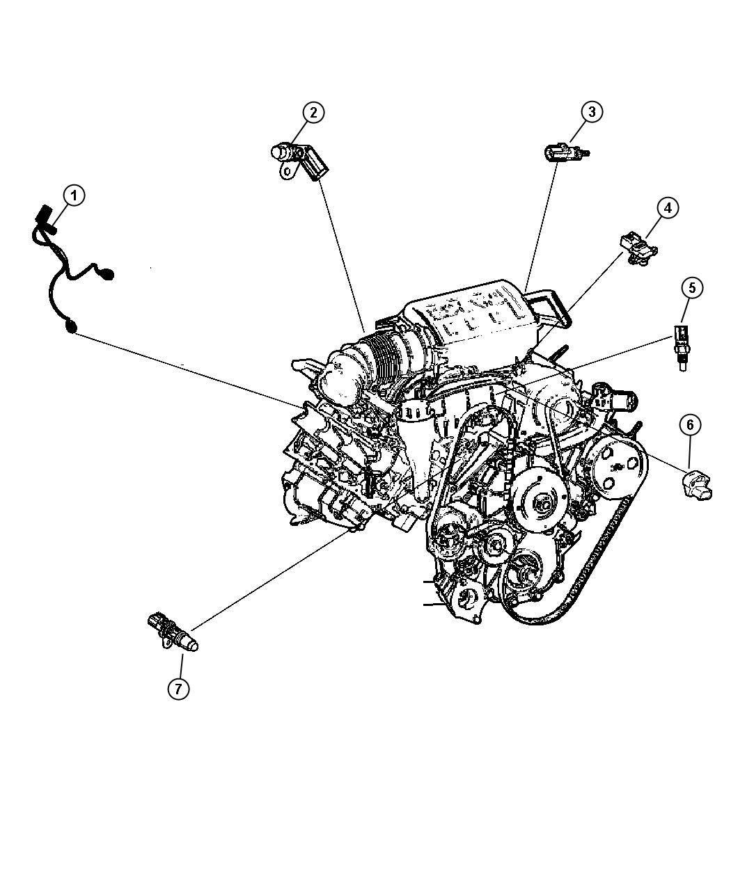 Diagram Sensors, Gas Engine. for your Jeep