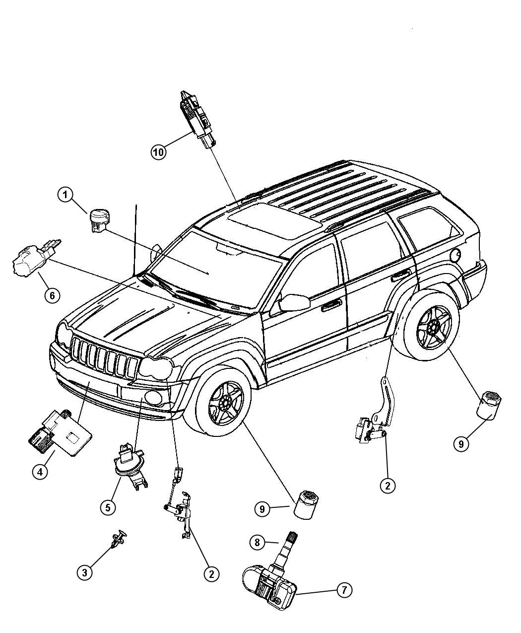 Jeep Grand Cherokee Sensor. Tire pressure. Magneti marelli - 1AMTP3350A ...