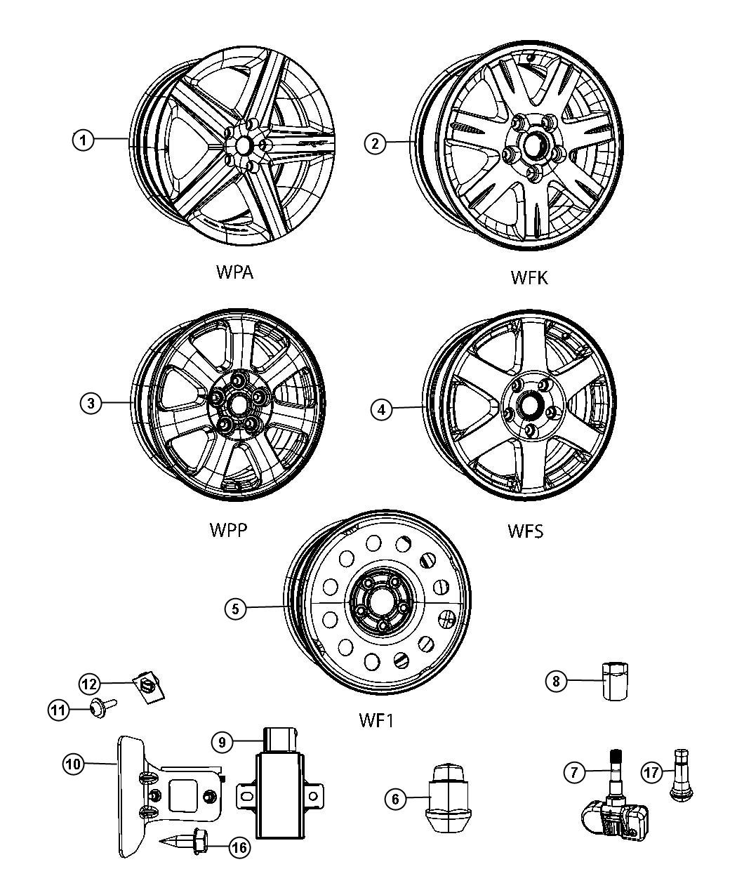 Diagram Wheels and Hardware. for your Jeep