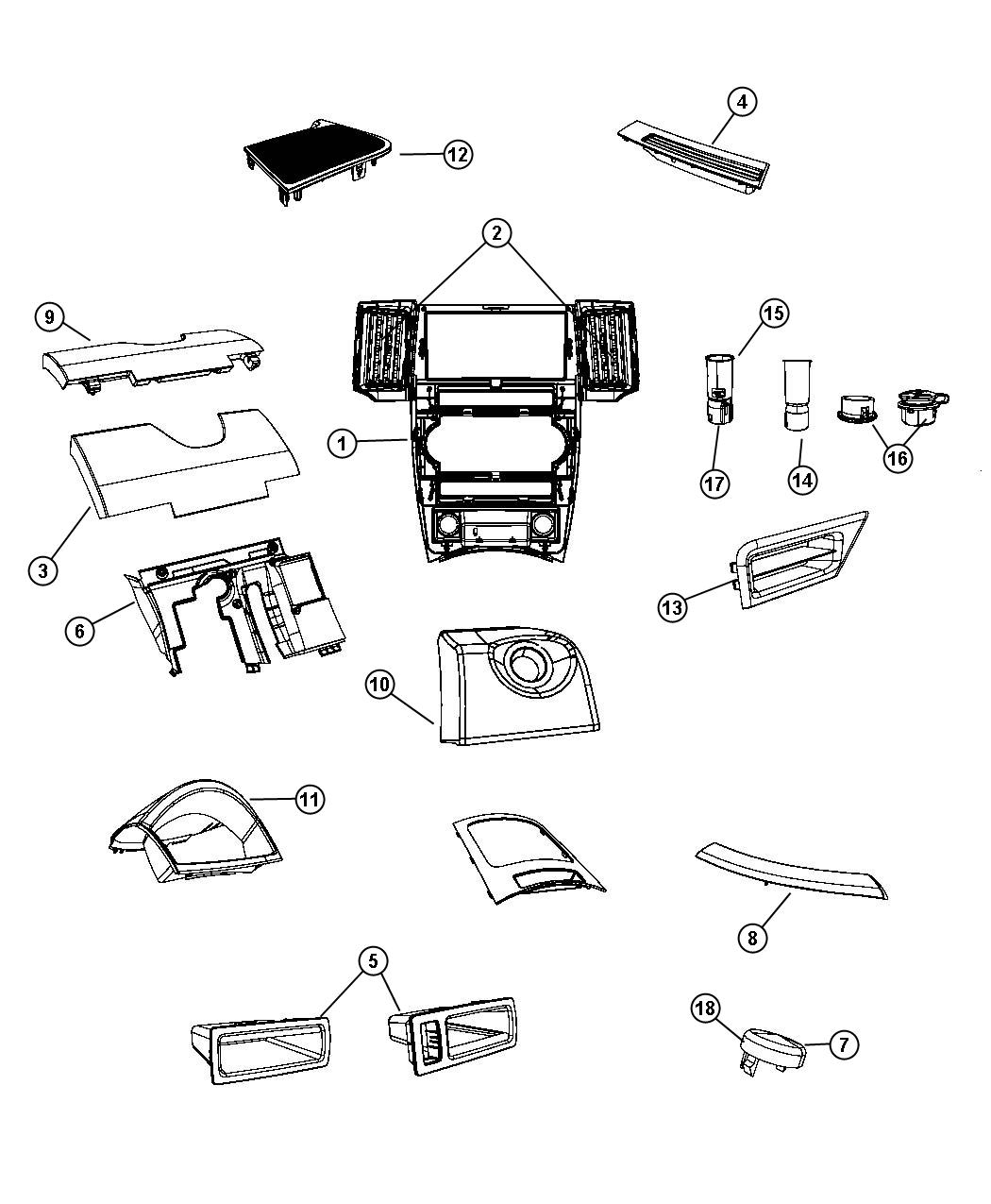 Diagram Instrument Panel Trim. for your Jeep Grand Cherokee  