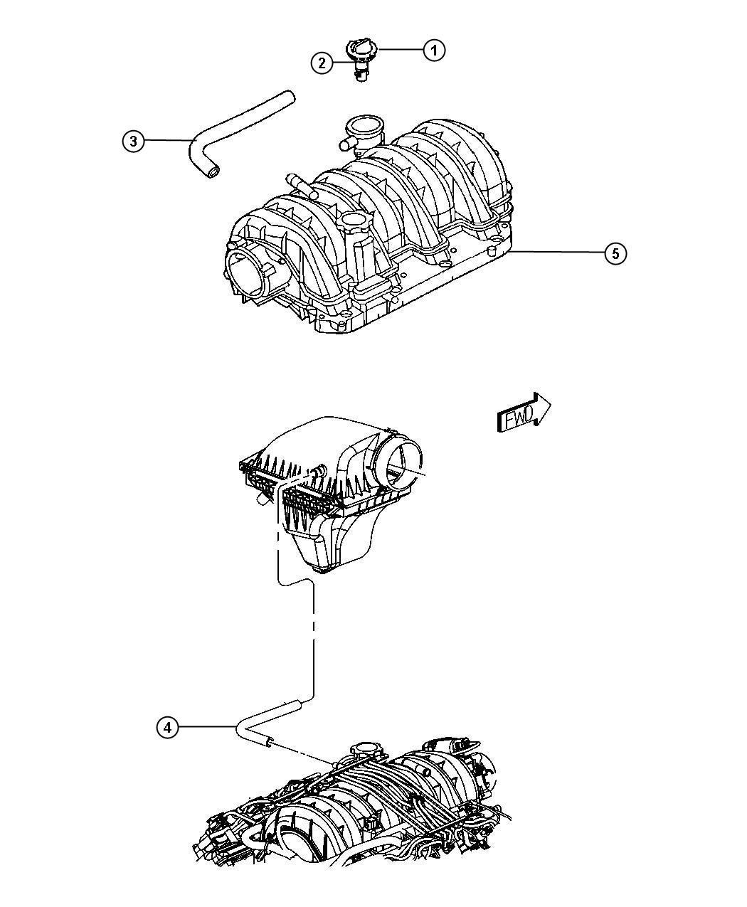 Diagram Crankcase Ventilation 5.7L [5.7L V8 HEMI MDS VCT Engine]. for your 2019 Dodge Charger  SCAT PACK 