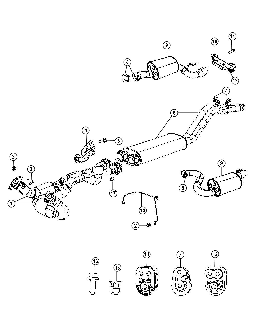 Exhast System 6.1L [6.1L SRT HEMI V8 Engine]. Diagram