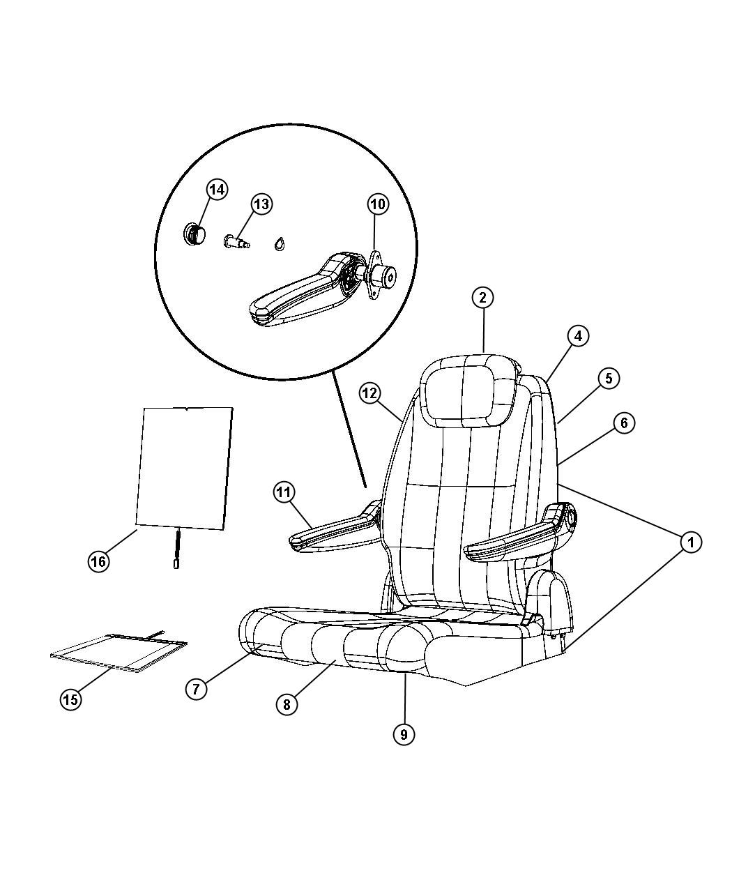 Diagram Rear Seat - Quad - Stow and Go - Trim Code [ML]. for your 2014 Chrysler Town & Country   