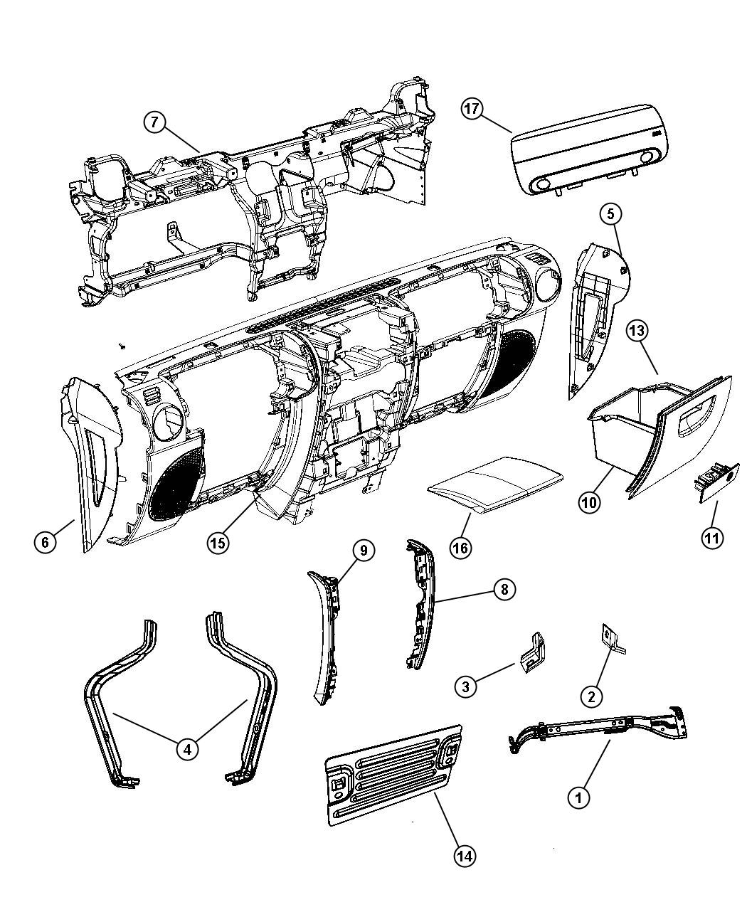 Diagram Instrument Panel and Structure. for your Jeep