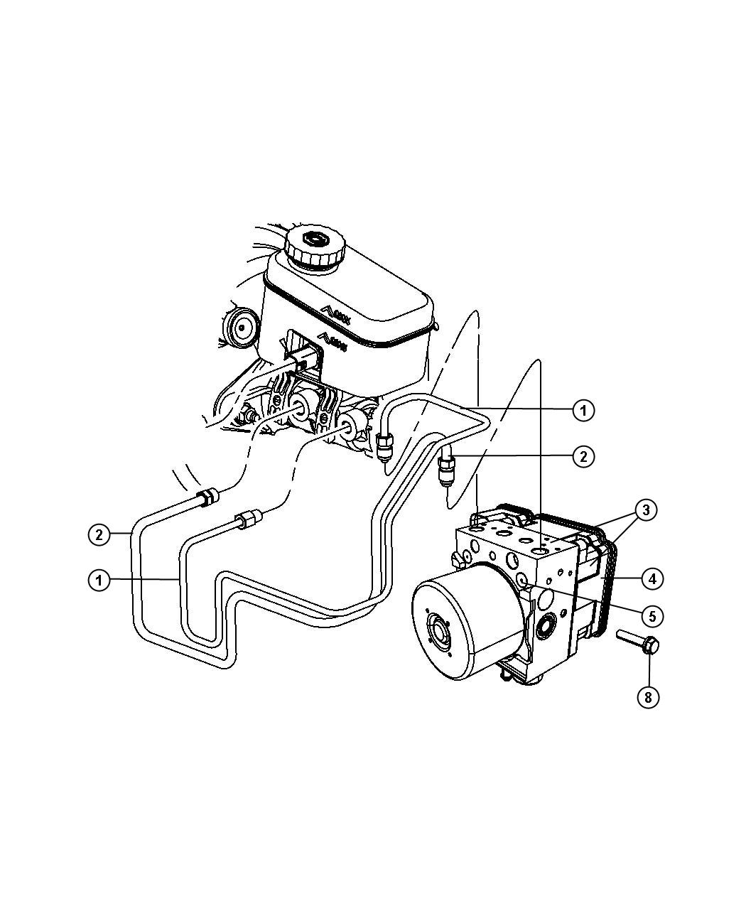 Diagram HCU and Tubes to Master Cylinder,Front,LHD and RHD. for your 2015 Jeep Wrangler   