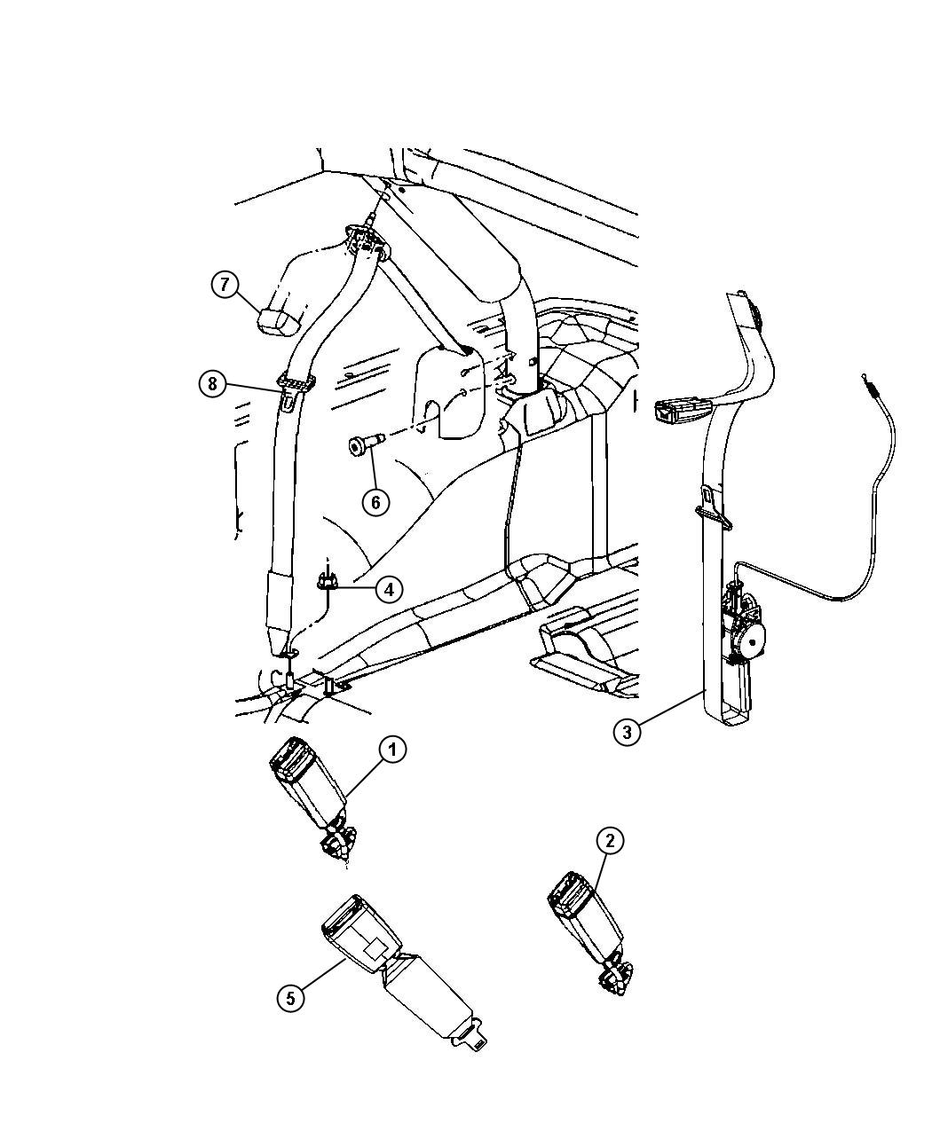 Diagram Seat Belt Second Row. for your Jeep Wrangler  