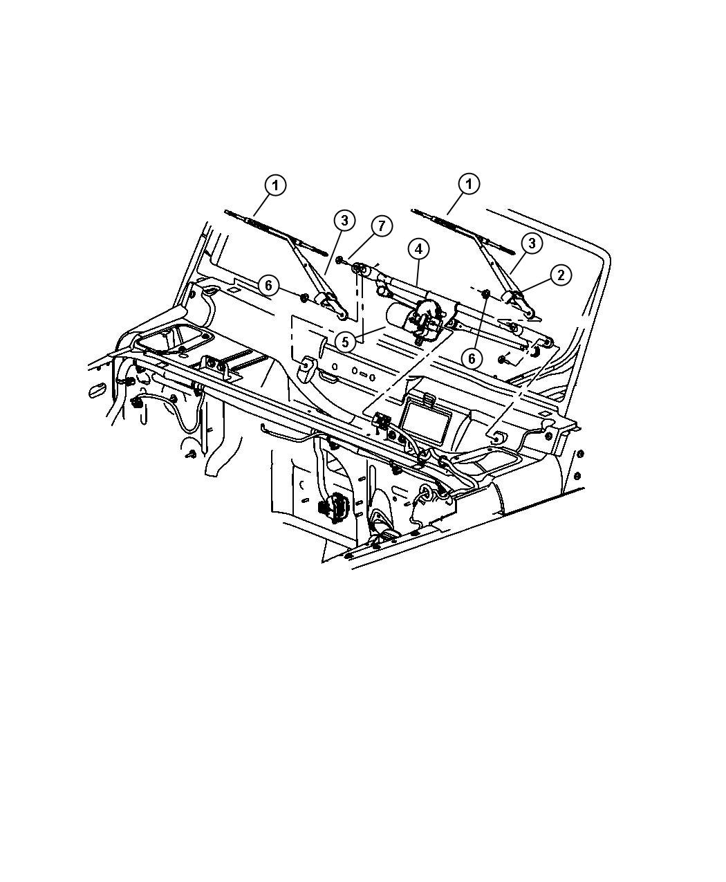 Diagram Front Wiper System. for your 2001 Chrysler 300  M 