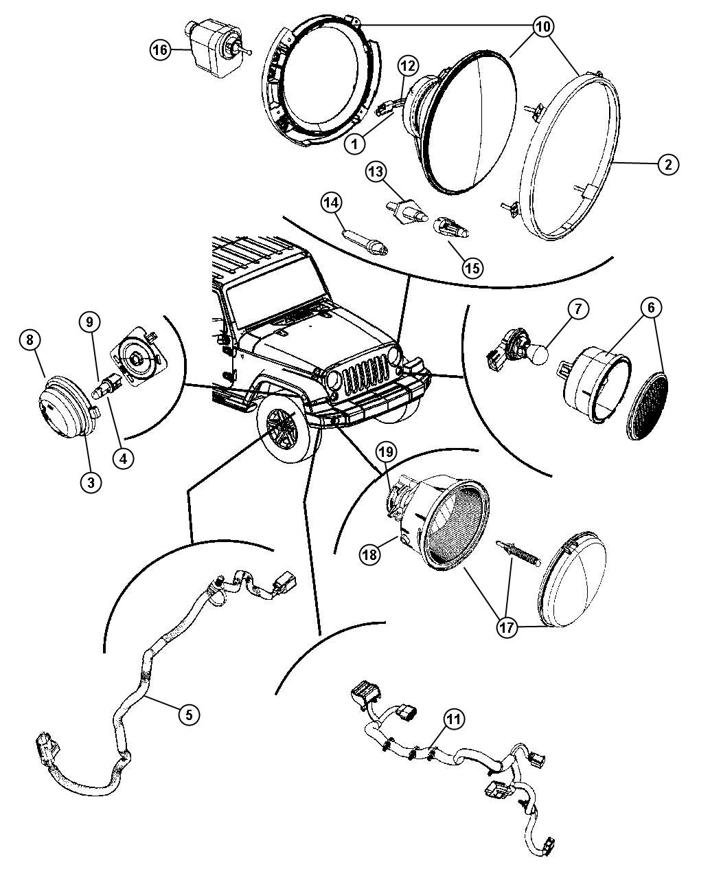 Diagram Lamps - Front. for your 1997 Jeep Wrangler   