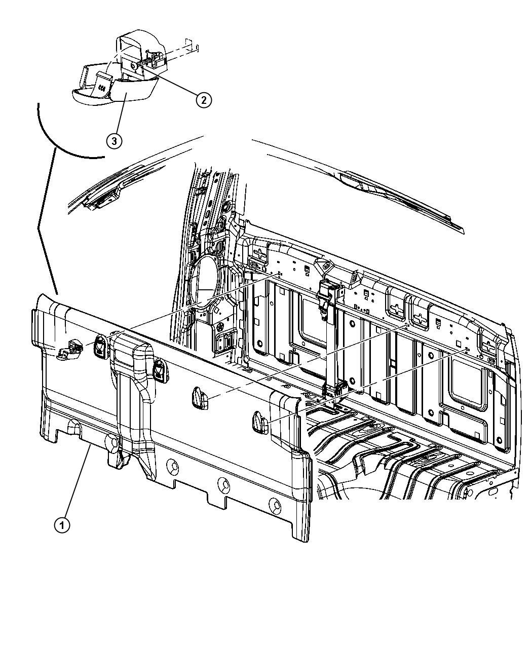 Diagram Rear Cab Trim Panel. for your Dodge