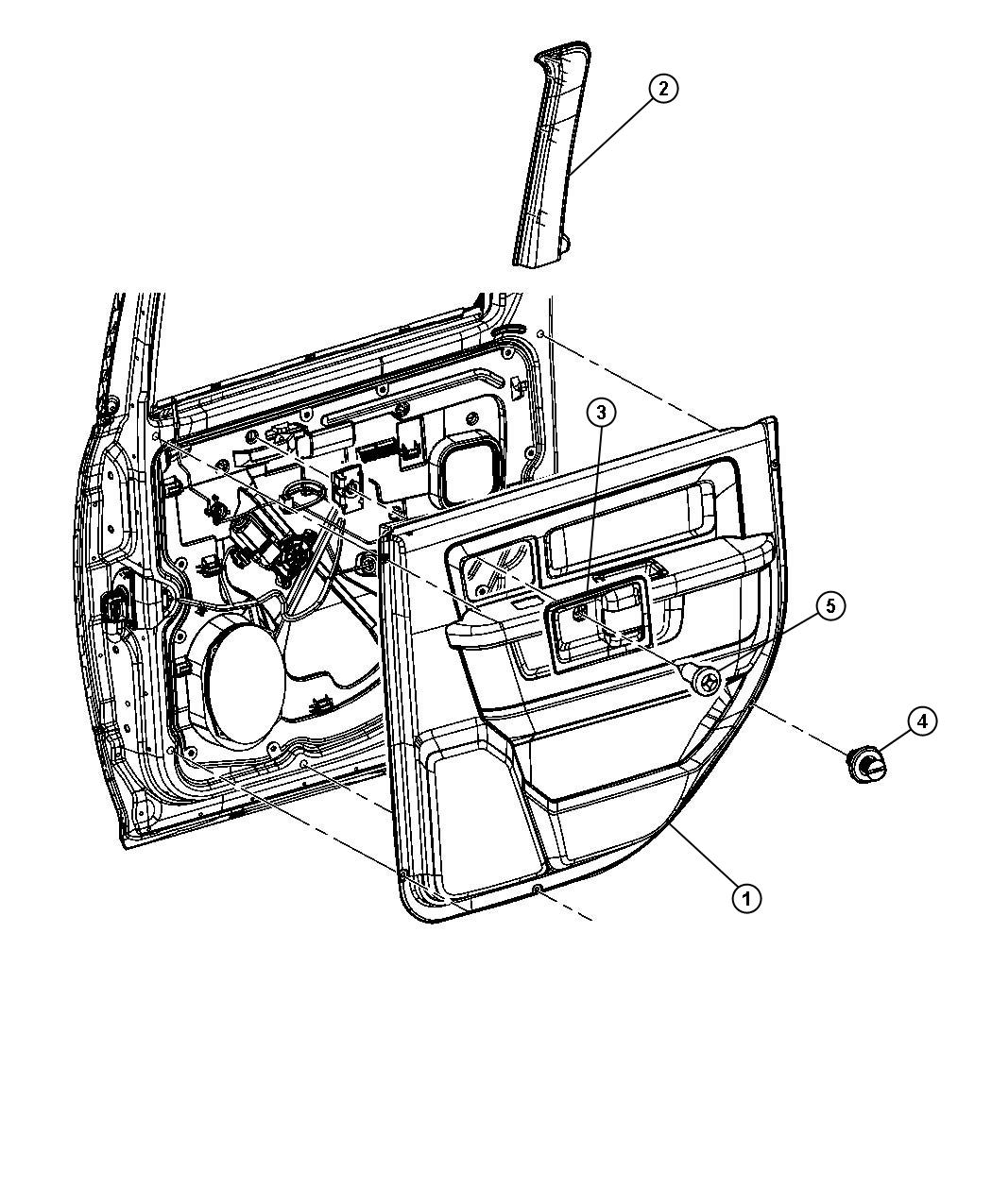 Diagram Rear Door Trim Panels. for your Dodge Ram 1500  