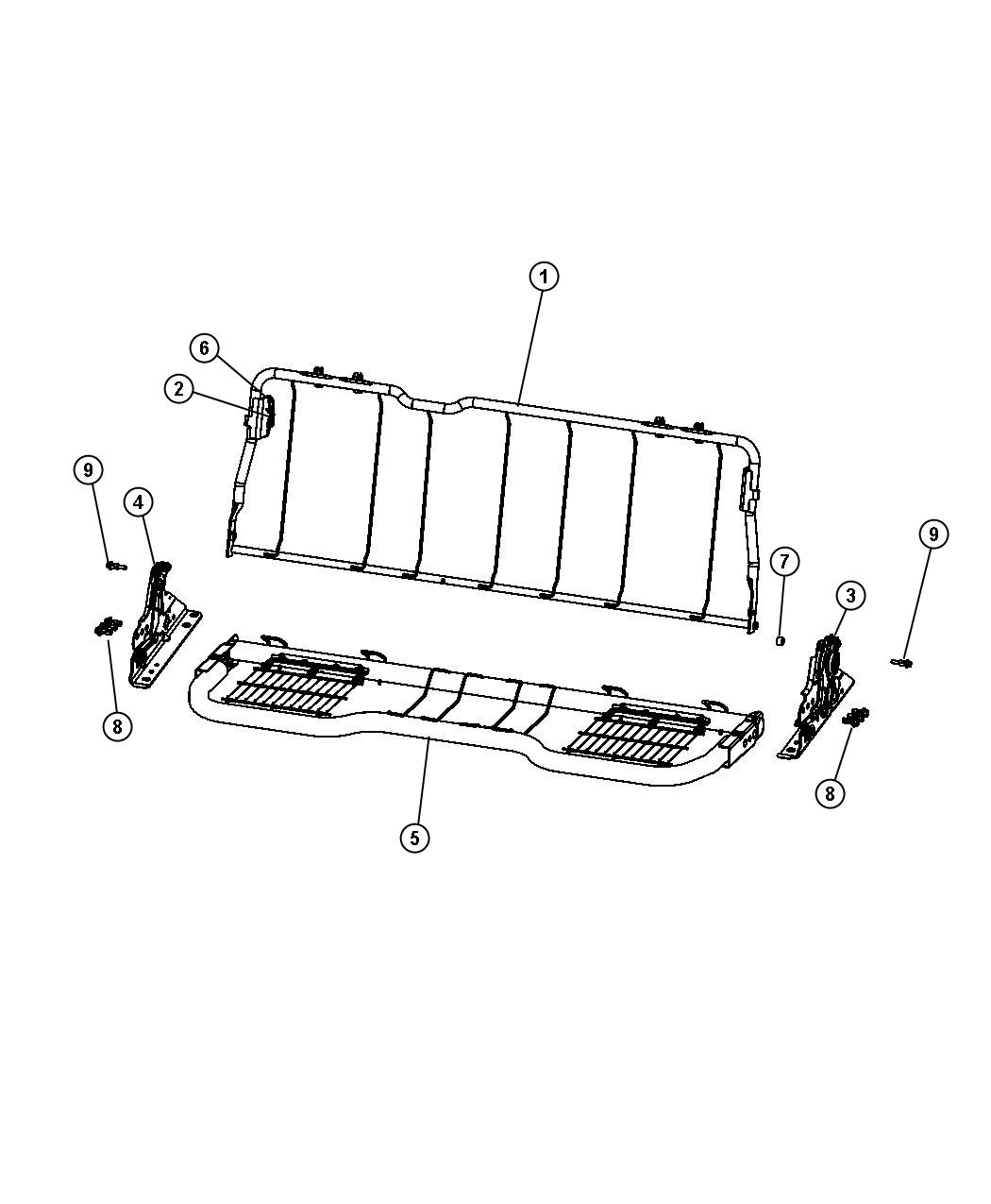 Diagram Quad Cab, Rear Seat Hardware, Bench. for your Dodge