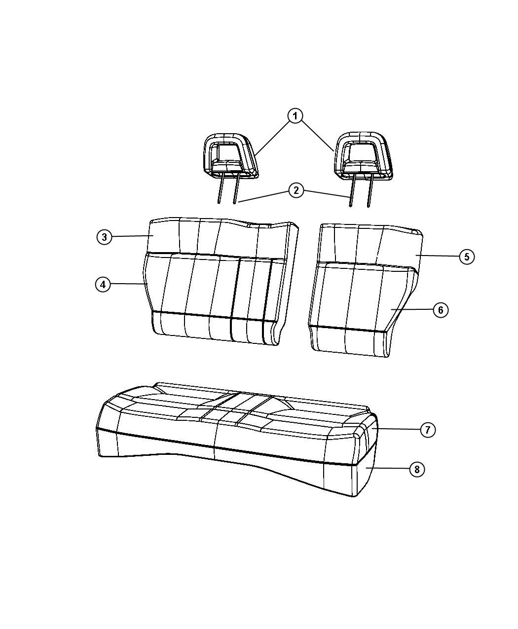 Diagram Rear Seats - Split Seats - Trim Code [E6]. for your 2002 Chrysler PT Cruiser 2.4L 4 Cyl M/T BASE 