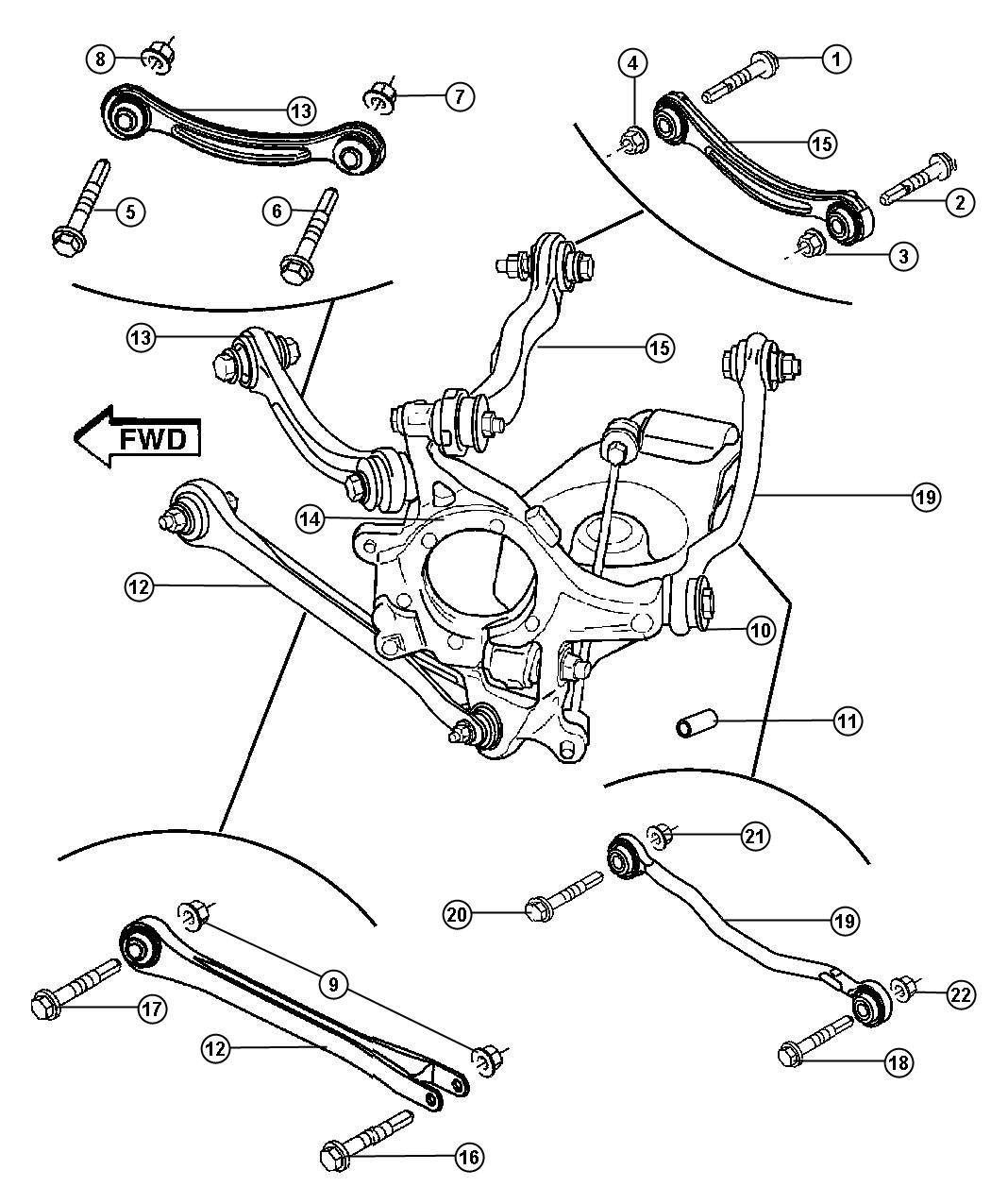 Diagram Suspension,Rear Links,Knuckles. for your 2004 Chrysler 300  M 