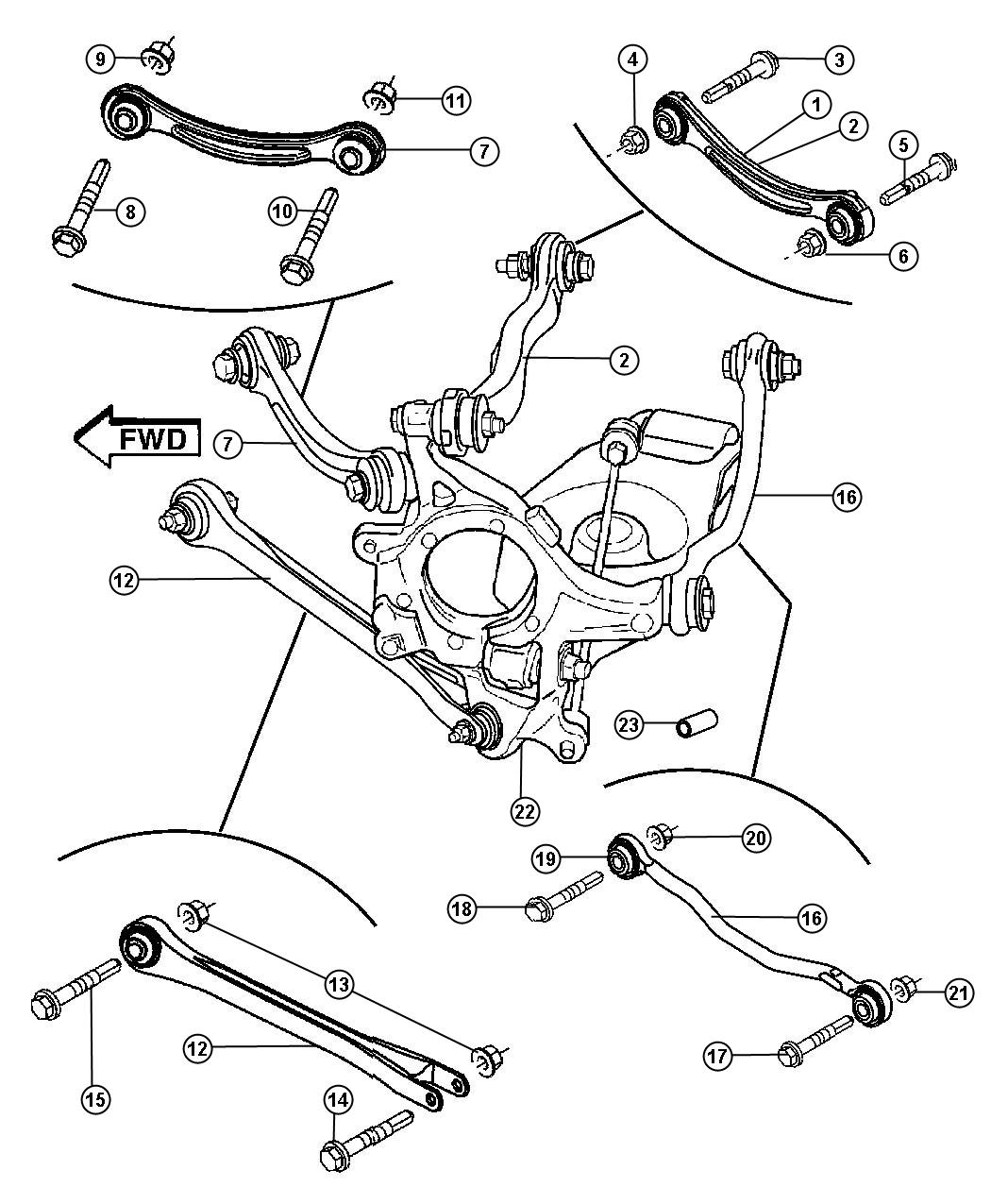 Diagram Suspension,Rear Links,Knuckles,RWD. for your 2004 Chrysler 300  M 