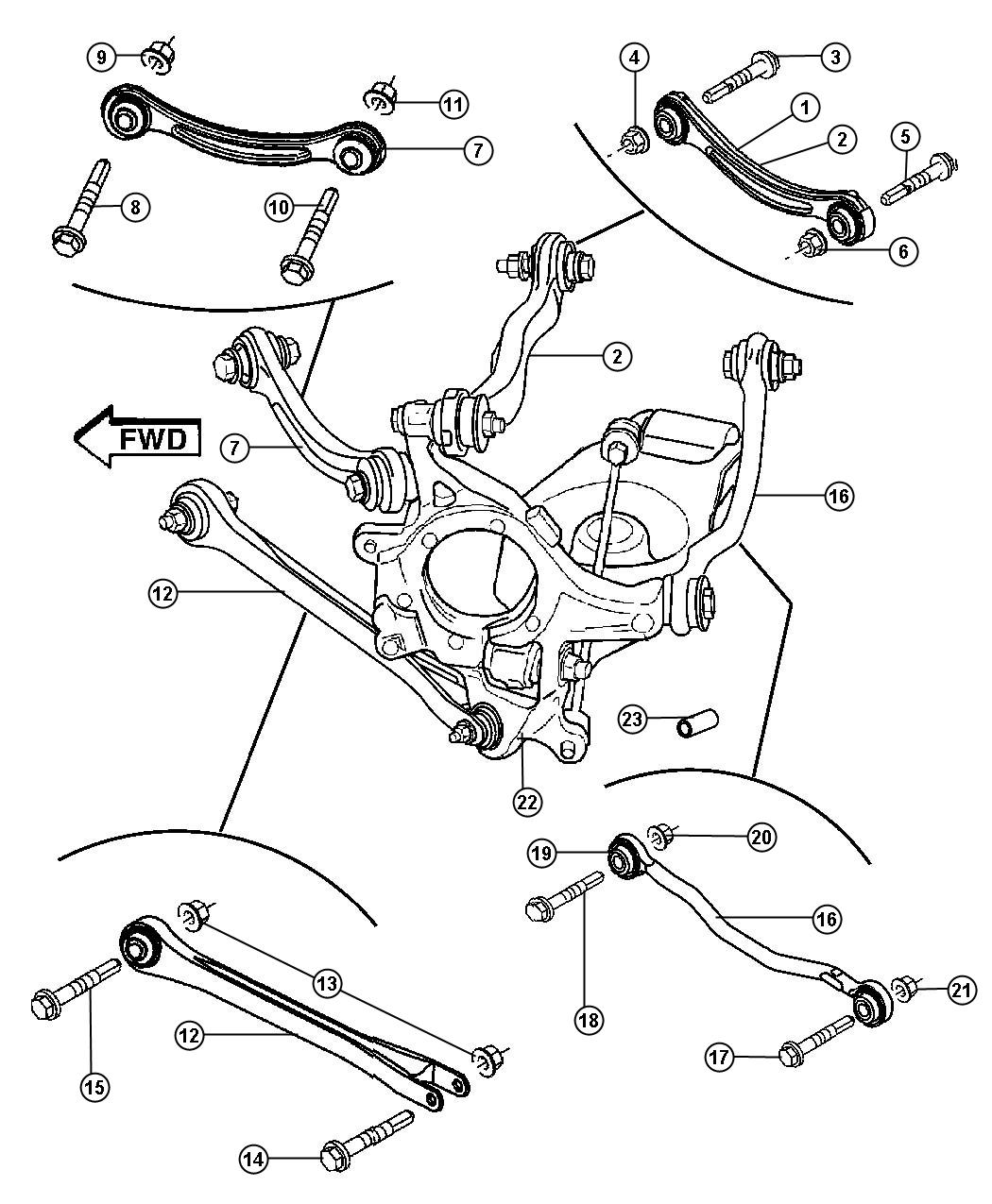 Diagram Suspension,Rear Links,Knuckles,AWD. for your 2010 Dodge Charger   