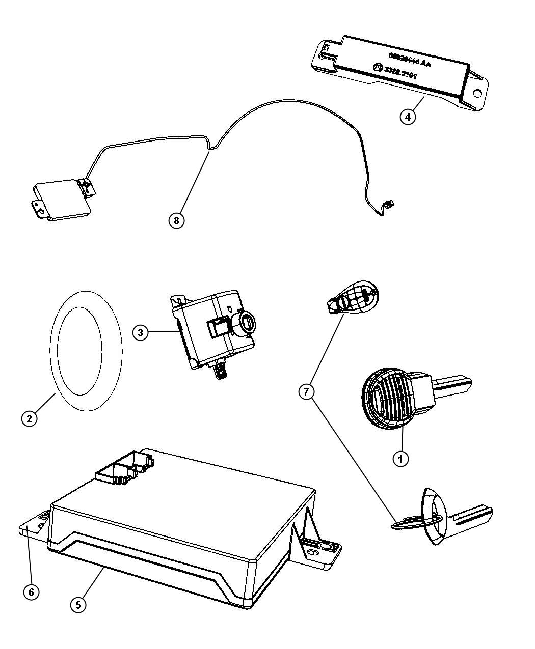 Diagram Receiver Modules, Keys and Key FOBS. for your 2013 Ram 1500   