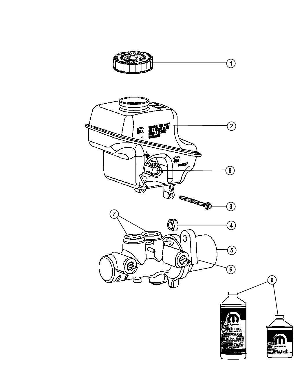 Diagram Master Cylinder,FWD/RWD/AWD. for your Dodge