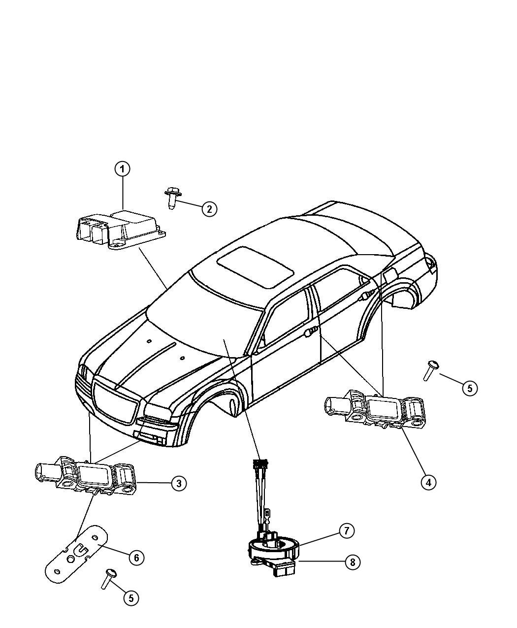 Diagram Air Bag Module, Impact Sensors, and Clockspring. for your Dodge Avenger  