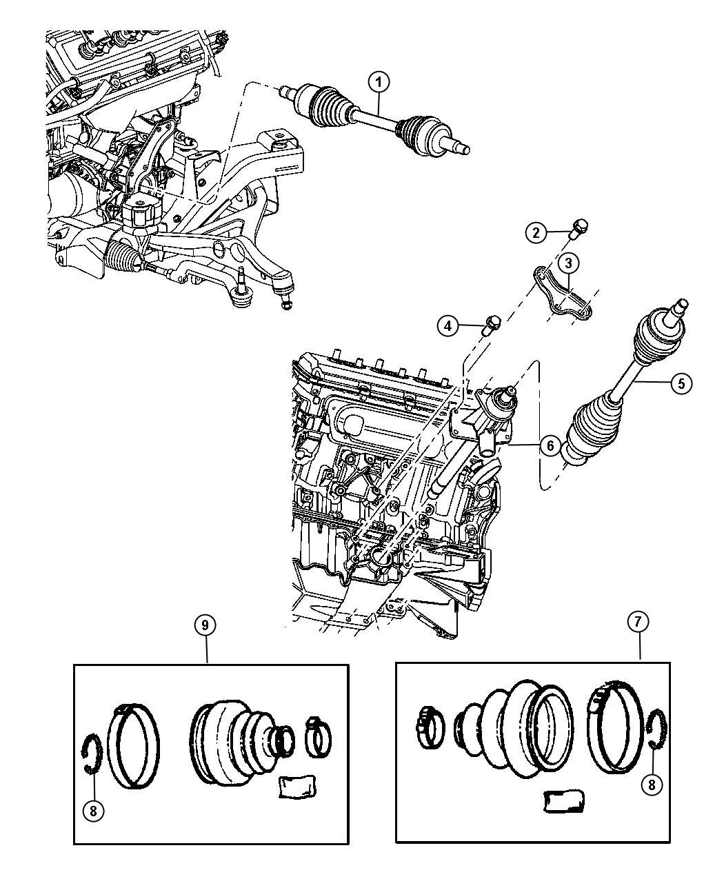 Diagram Shafts, Front Axle, AWD. for your 2002 Dodge Grand Caravan   