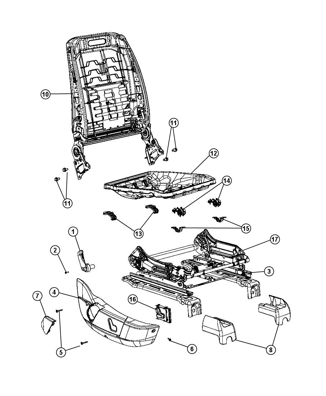 Diagram Adjusters, Recliners, and Shields- Passenger Seat Power. for your Chrysler 300 M 