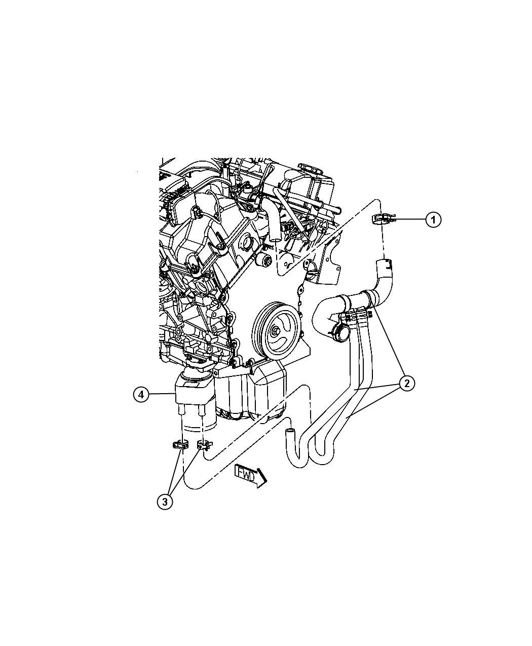 Diagram Engine Oil Cooler And Hoses/Tubes 2.7L [2.7L V6 DOHC 24 Valve MPI Engine]. for your 2014 Dodge Journey  R/T RALLYE 