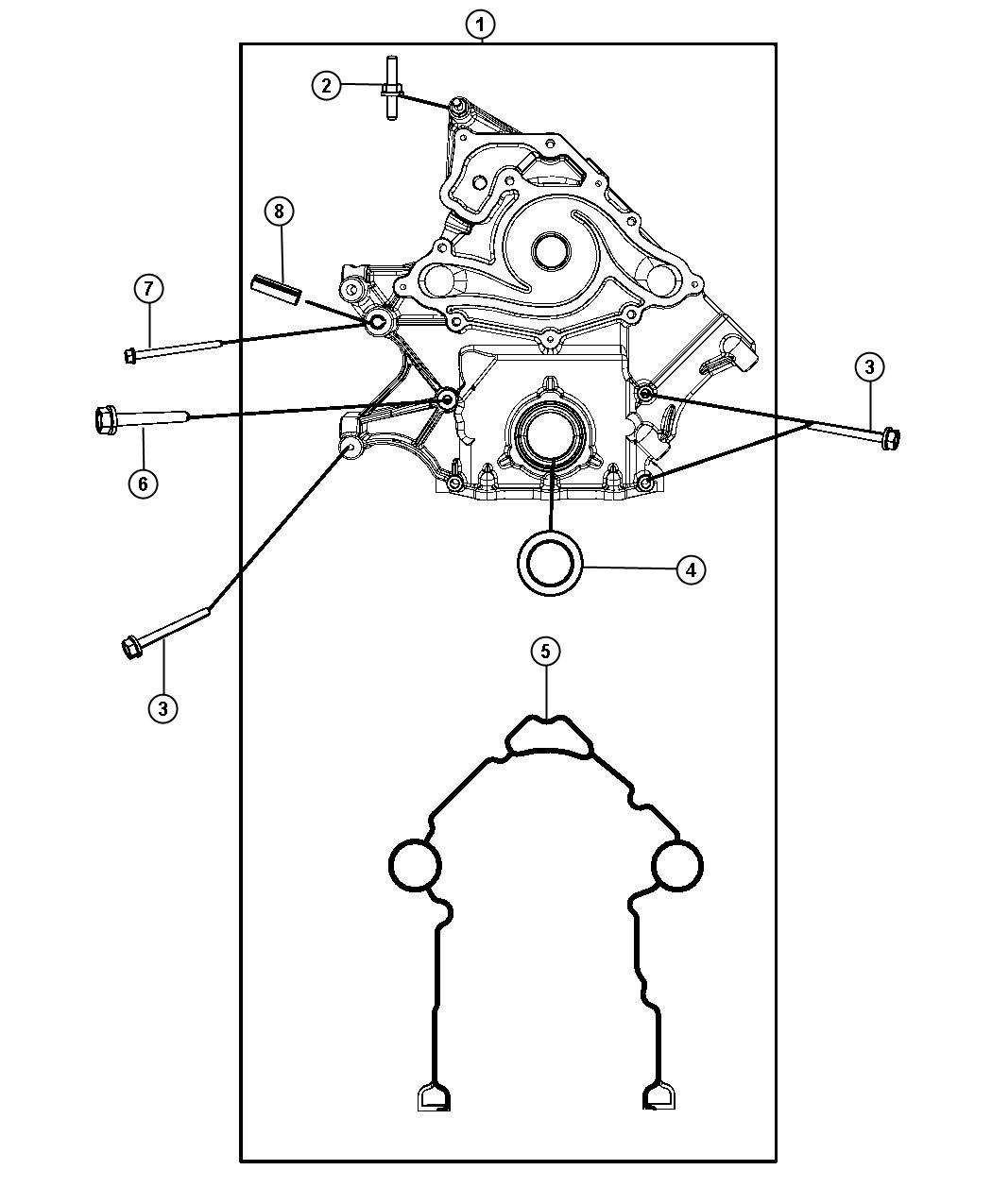 Diagram Timing Case Cover 6.1L [6.1L SRT HEMI V8 Engine]. for your 2010 Chrysler 300   
