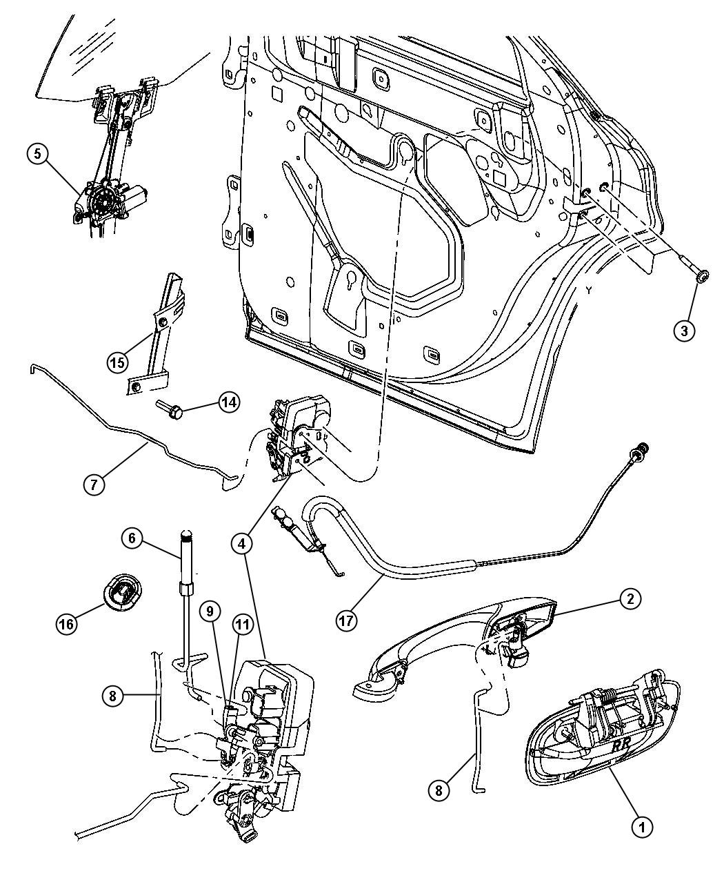 Diagram Rear Door, Hardware Components, 300 and Charger. for your Chrysler 300  