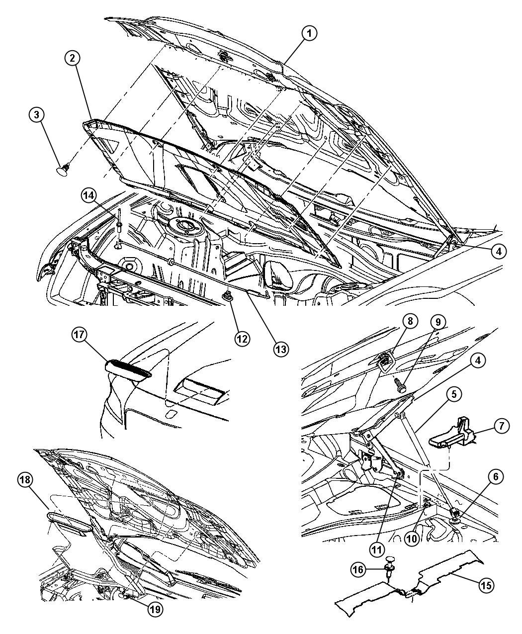 Diagram Hood and Related Parts. for your Dodge Charger  