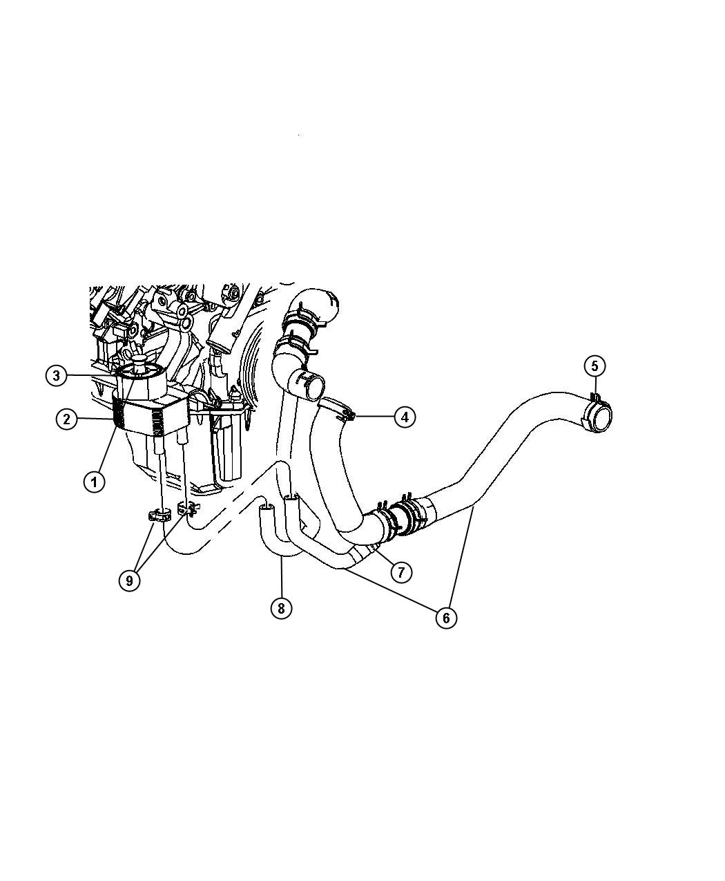 Diagram Engine Oil Cooler And Hoses/Tubes 5.7L [5.7L V8 HEMI MDS VCT Engine]. for your Chrysler 300  