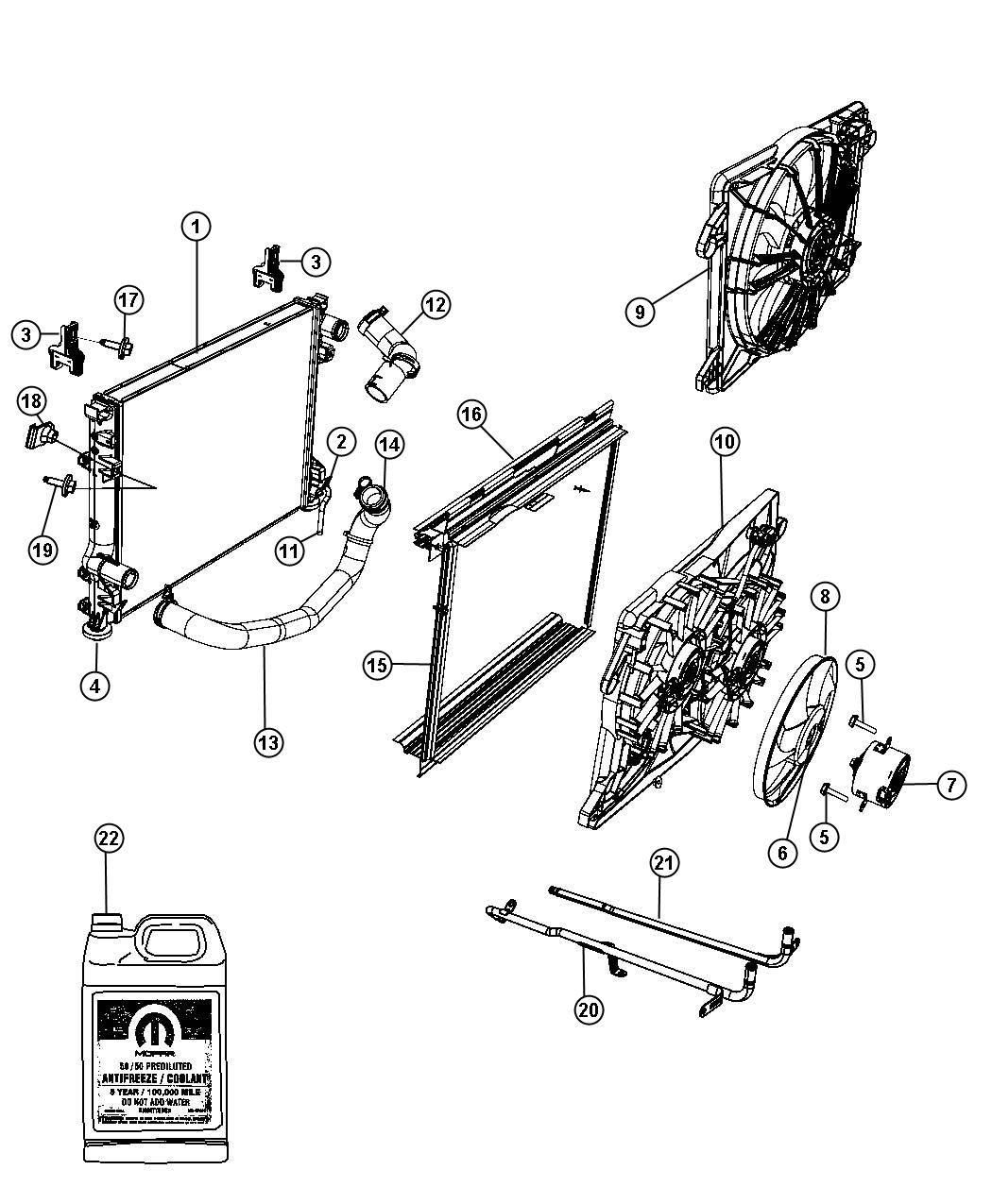 Radiator and Related Parts Gas. Diagram