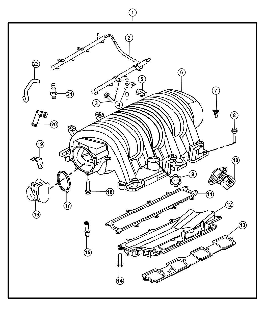 Diagram Intake Manifold 6.1L [6.1L SRT HEMI V8 Engine]. for your Dodge