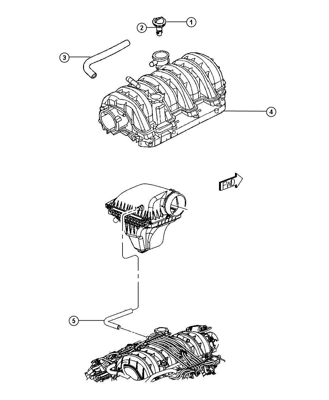 Diagram Crankcase Ventilation 5.7L [5.7L HEMI VCT Engine] Without MDS. for your 2019 Dodge Charger  SCAT PACK 