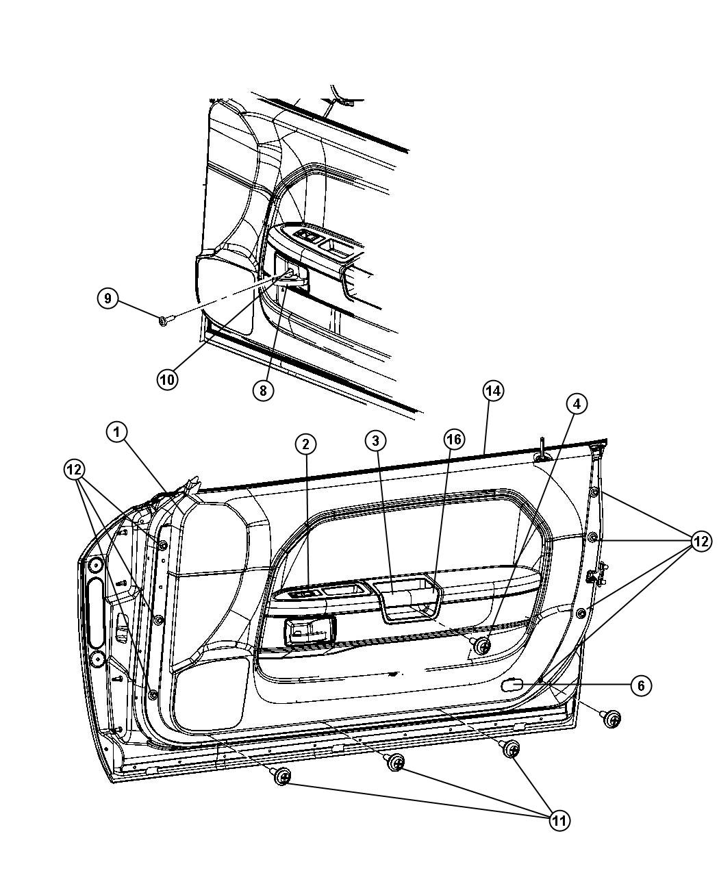 Diagram Front Door Trim Panels. for your Dodge Challenger  