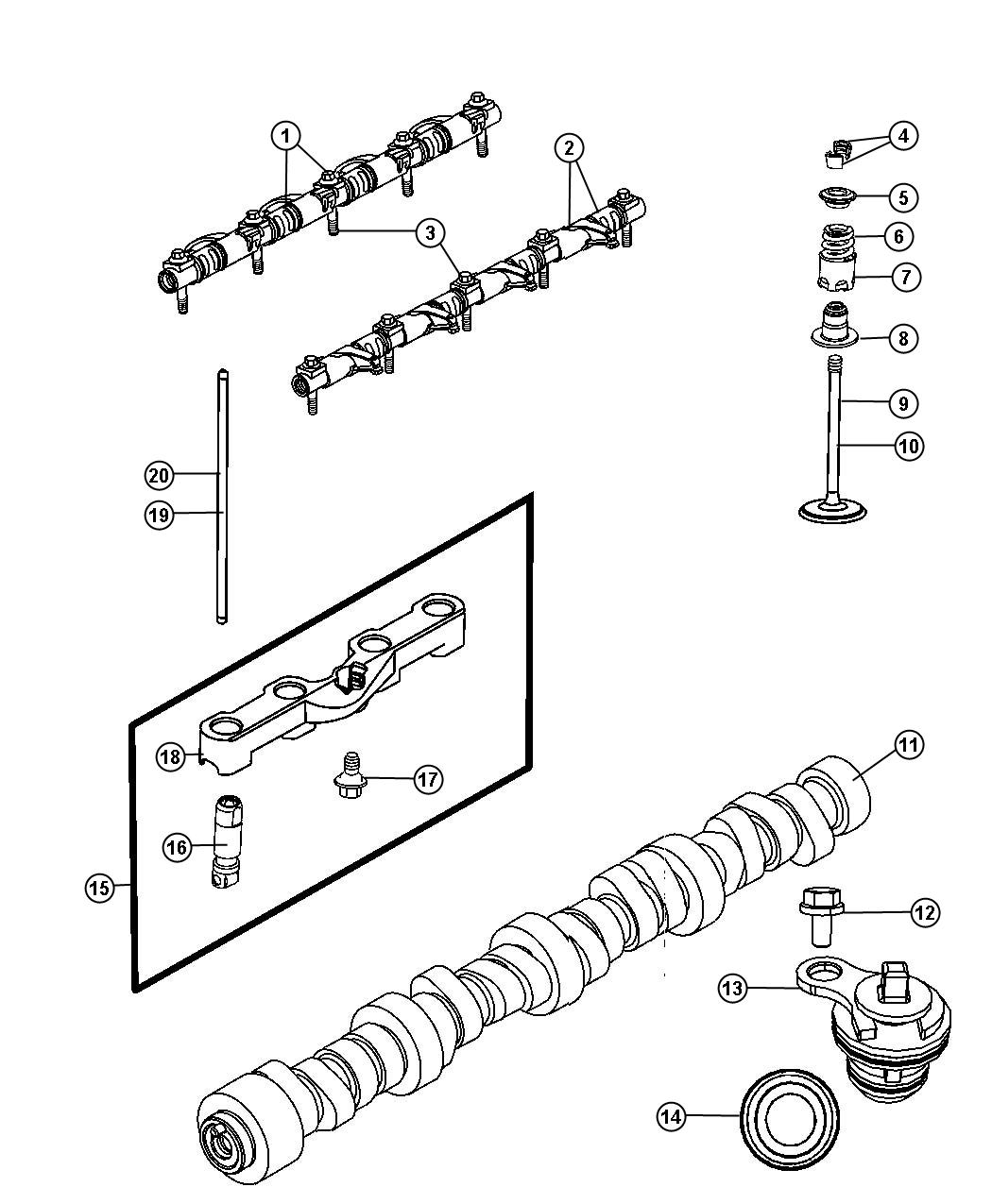 Diagram Camshaft And Valvetrain 6.1L [6.1L SRT HEMI V8 Engine]. for your 2010 Dodge Charger   